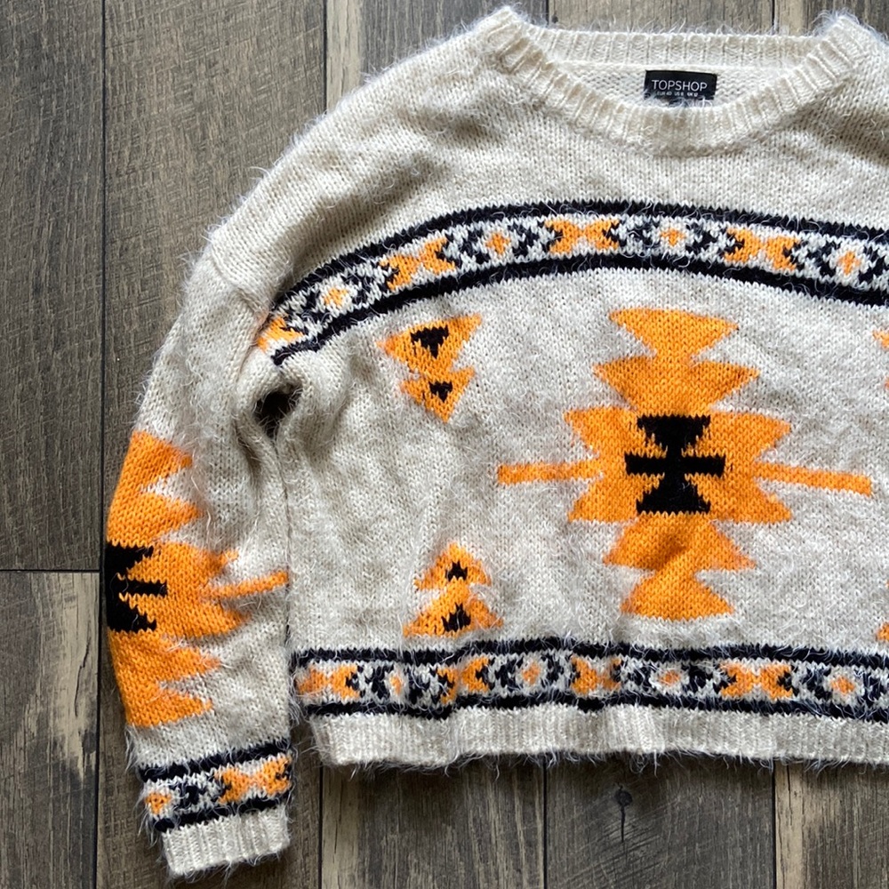 Topshop Aztec Eyelash Sweater